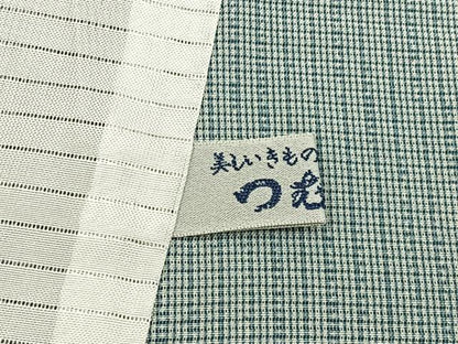 平和屋着物＊夏物　伝統工芸士　廣瀬雄望　江戸小紋　絽　万筋　水浅葱色×白磁色　正絹　逸品　BAAX6914hj