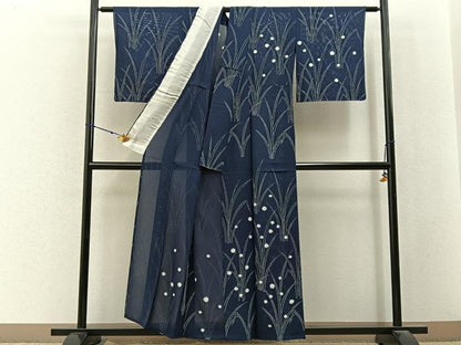 平和屋着物＊夏物　訪問着　絽　絞り　草葉文　正絹　逸品　BAAX6915hj