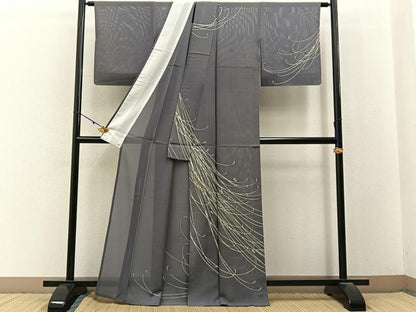 平和屋着物＊夏物　訪問着　絽　刺繍　舞蝶文　正絹　逸品　BAAX6917hj