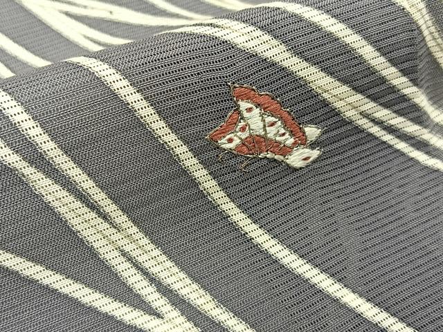 平和屋着物＊夏物　訪問着　絽　刺繍　舞蝶文　正絹　逸品　BAAX6917hj