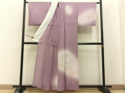 平和屋着物＊夏物　訪問着　絽　手描き　秋草文　暈し染め　正絹　逸品　BAAX6918hj