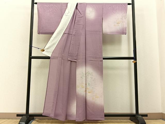 平和屋着物＊夏物　訪問着　絽　手描き　秋草文　暈し染め　正絹　逸品　BAAX6918hj