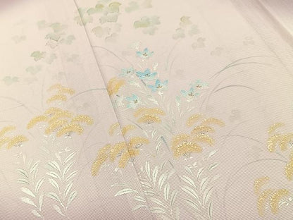 平和屋着物＊夏物　訪問着　絽　手描き　秋草文　暈し染め　正絹　逸品　BAAX6918hj