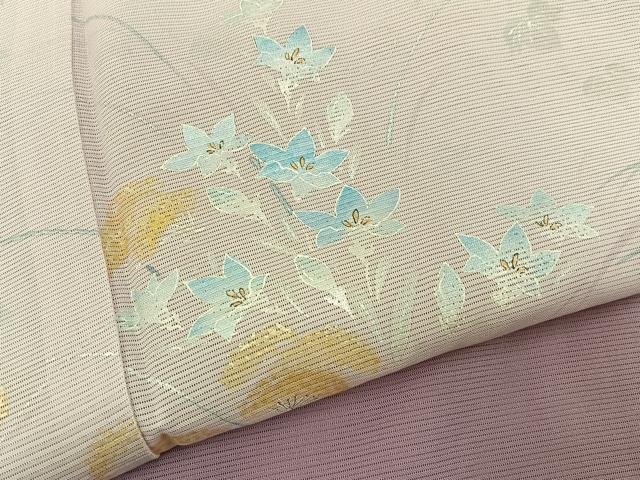 平和屋着物＊夏物　訪問着　絽　手描き　秋草文　暈し染め　正絹　逸品　BAAX6918hj
