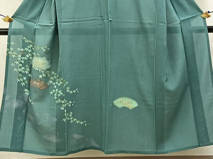 平和屋着物＊夏物　訪問着　絽　地紙流水花文　金彩　正絹　逸品　BAAX6919hj
