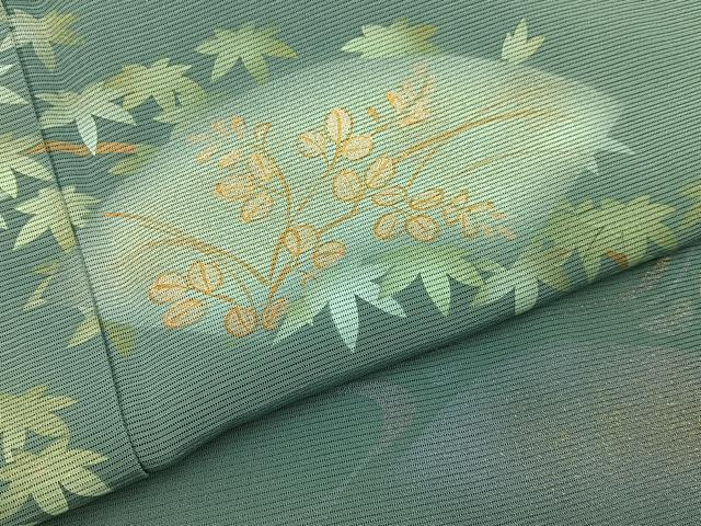 平和屋着物＊夏物　訪問着　絽　地紙流水花文　金彩　正絹　逸品　BAAX6919hj