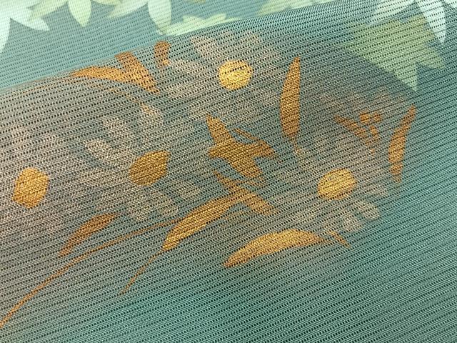 平和屋着物＊夏物　訪問着　絽　地紙流水花文　金彩　正絹　逸品　BAAX6919hj