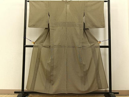 平和屋着物＊夏物　お召　紗　縞　正絹　逸品　BAAX6920hj