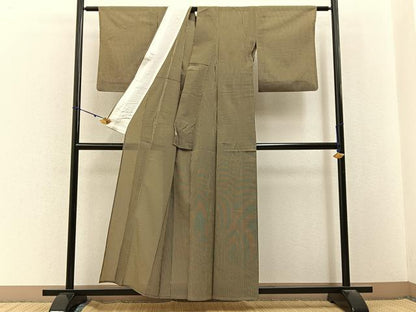 平和屋着物＊夏物　お召　紗　縞　正絹　逸品　BAAX6920hj