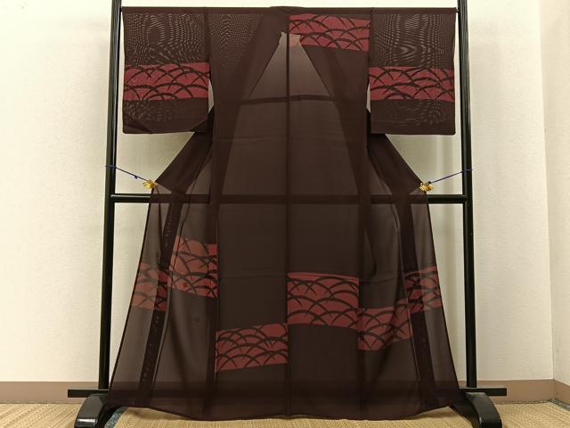 平和屋着物＊夏物　訪問着　絽　芝草文　正絹　逸品　BAAX6922hj