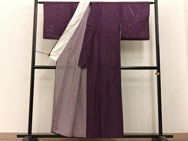 平和屋着物＊夏物　色無地　絽　紫鳶色　正絹　逸品　BAAX6923hj