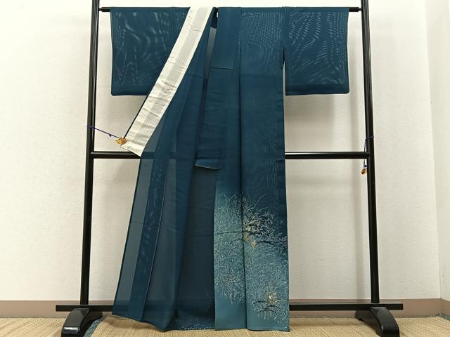平和屋着物＊夏物　訪問着　絽　刺繍　秋草文　暈し染め　正絹　逸品　BAAX6925hj