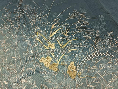 平和屋着物＊夏物　訪問着　絽　刺繍　秋草文　暈し染め　正絹　逸品　BAAX6925hj