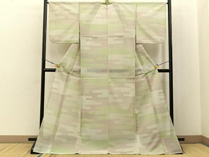 平和屋着物＊夏物　小紋　絽　エ霞有職文　ロング丈　正絹　逸品　BAAX6926hj