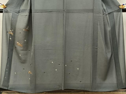 平和屋着物＊夏物　訪問着　絽　竹屋町刺繍　花筏　金彩　正絹　逸品　BAAX6928hj