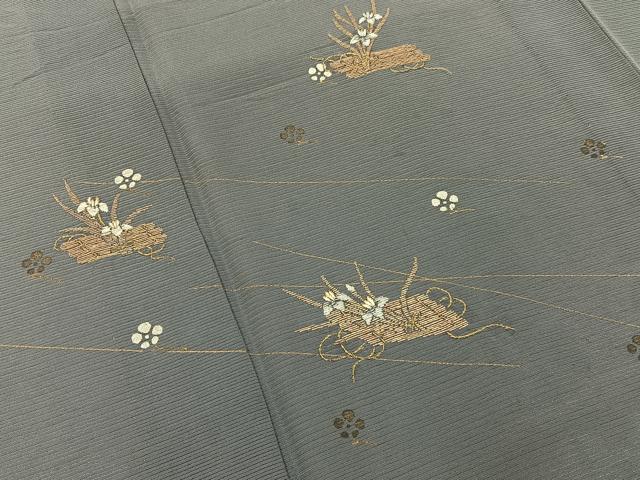 平和屋着物＊夏物　訪問着　絽　竹屋町刺繍　花筏　金彩　正絹　逸品　BAAX6928hj