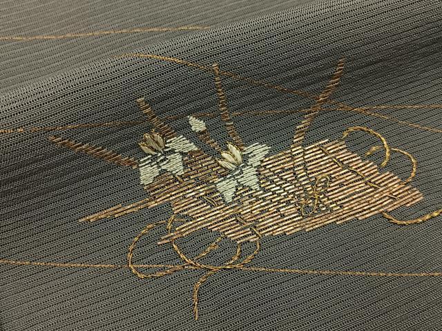 平和屋着物＊夏物　訪問着　絽　竹屋町刺繍　花筏　金彩　正絹　逸品　BAAX6928hj