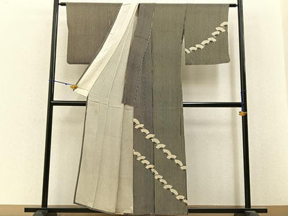 平和屋着物＊夏物　訪問着　絽　扇面文　黒地　正絹　逸品　BAAX6929hj