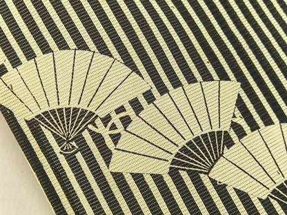 平和屋着物＊夏物　訪問着　絽　扇面文　黒地　正絹　逸品　BAAX6929hj