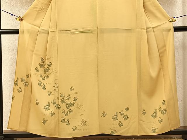 平和屋着物＊夏物　訪問着　絽　手描き　人物文　正絹　逸品　BAAX6930hj