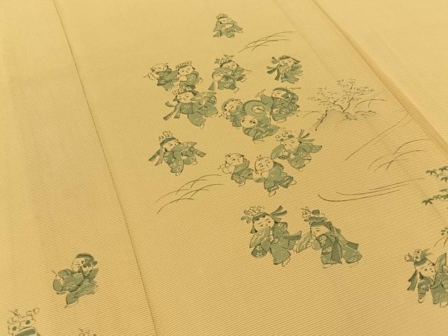 平和屋着物＊夏物　訪問着　絽　手描き　人物文　正絹　逸品　BAAX6930hj