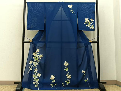 平和屋着物＊夏物　訪問着　絽　桔梗　ロング丈　正絹　逸品　未使用　BAAX6932hj