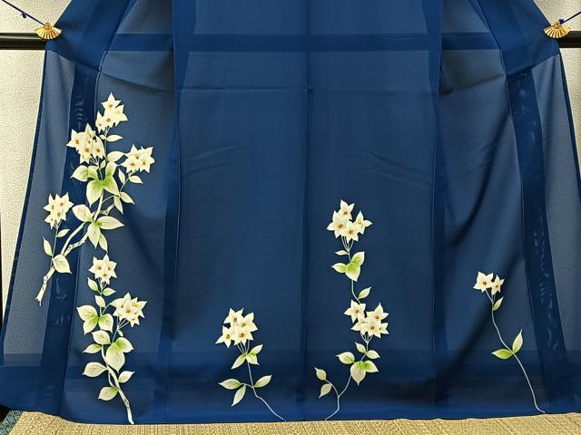 平和屋着物＊夏物　訪問着　絽　桔梗　ロング丈　正絹　逸品　未使用　BAAX6932hj