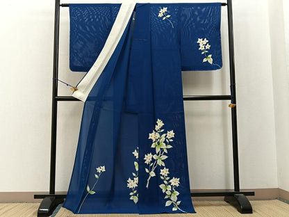 平和屋着物＊夏物　訪問着　絽　桔梗　ロング丈　正絹　逸品　未使用　BAAX6932hj