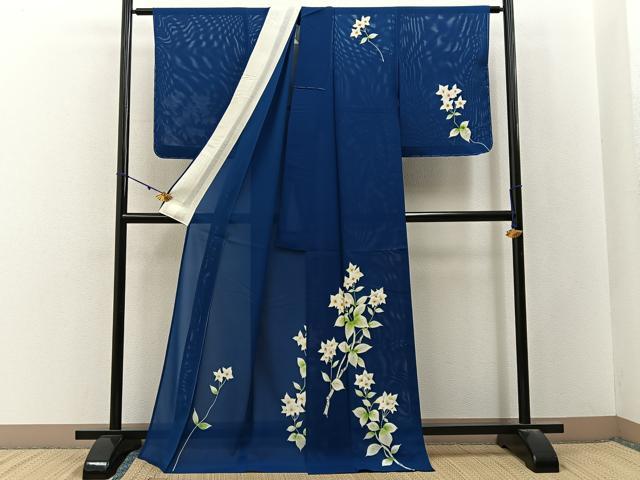 平和屋着物＊夏物　訪問着　絽　桔梗　ロング丈　正絹　逸品　未使用　BAAX6932hj