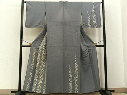 平和屋着物＊夏物　訪問着　絽　刺繍　蜻蛉に萩　銀彩　正絹　逸品　BAAX6933hj