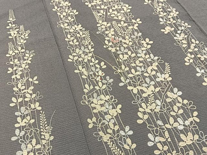 平和屋着物＊夏物　訪問着　絽　刺繍　蜻蛉に萩　銀彩　正絹　逸品　BAAX6933hj