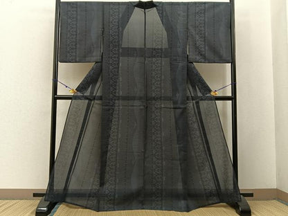 平和屋着物＊夏物　本場大島紬　夏大島　草花文　正絹　逸品　BAAX6935hj
