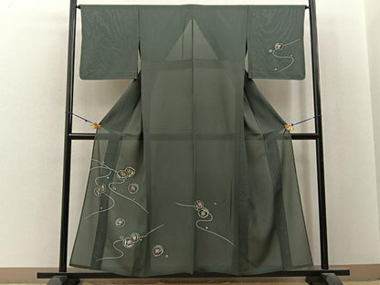 平和屋着物＊夏物　訪問着　絽　花丸文　金彩　正絹　逸品　BAAX6936hj