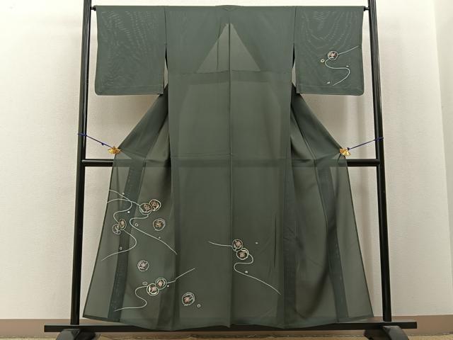 平和屋着物＊夏物　訪問着　絽　花丸文　金彩　正絹　逸品　BAAX6936hj