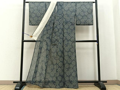 平和屋着物＊夏物　紗紬　花尽し　正絹　逸品　BAAX6938hj