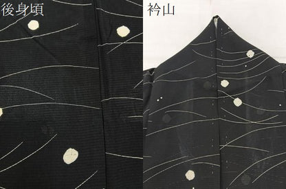 平和屋着物＊夏物　小紋　絽　絞り　露芝文　黒地　正絹　逸品　BAAX6939hj