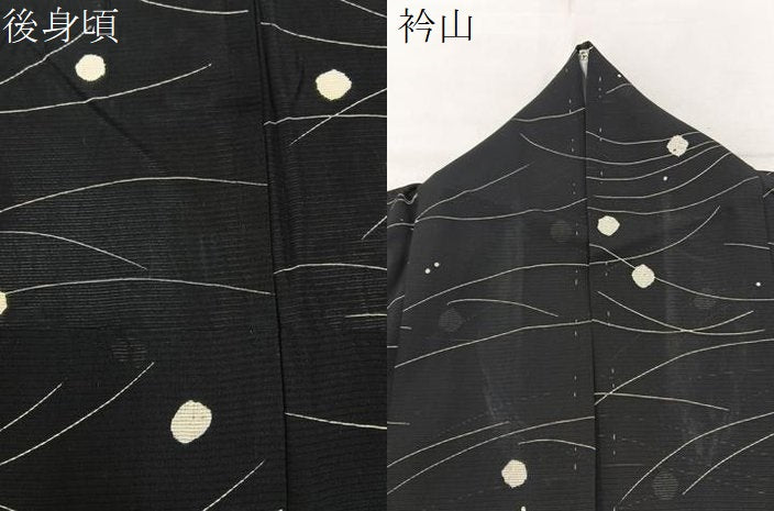 平和屋着物＊夏物　小紋　絽　絞り　露芝文　黒地　正絹　逸品　BAAX6939hj