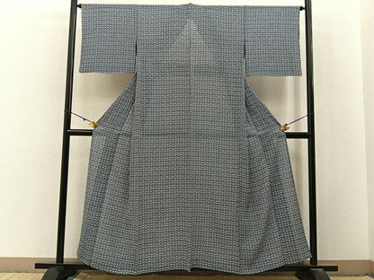 平和屋着物＊夏物　小紋　絽　花青海波　三越扱い　正絹　逸品　BAAX6940hj