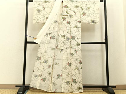 平和屋着物＊夏物　小紋　絽　舞蝶文　正絹　逸品　未使用　BAAX6941hj
