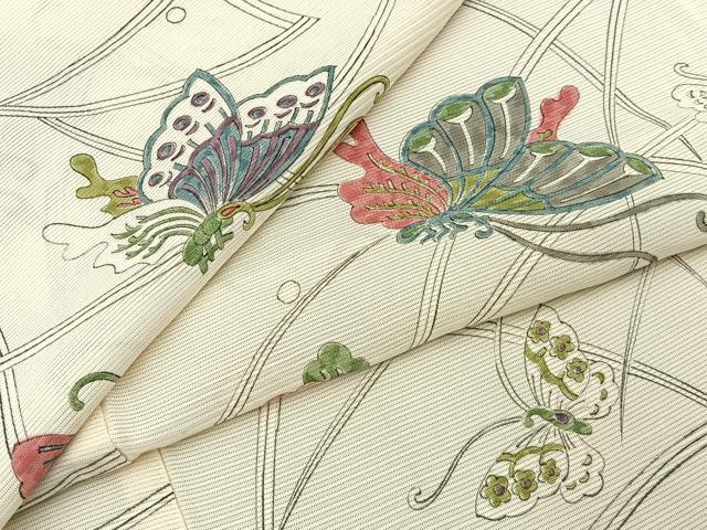 平和屋着物＊夏物　小紋　絽　舞蝶文　正絹　逸品　未使用　BAAX6941hj