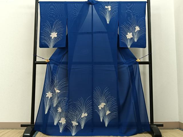 平和屋着物＊夏物　訪問着　絽　草花文　正絹　逸品　BAAX6942hj