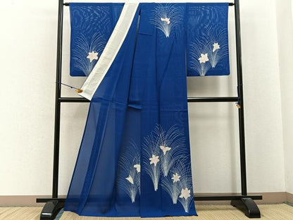平和屋着物＊夏物　訪問着　絽　草花文　正絹　逸品　BAAX6942hj
