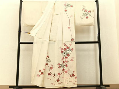 平和屋着物＊夏物　訪問着　絽　楓　銀彩　正絹　逸品　BAAX6944hj
