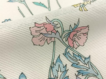平和屋着物＊夏物　小紋　絽　草花尽くし　洗える着物　BAAX6946hj