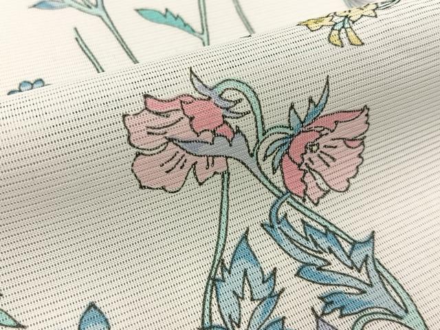 平和屋着物＊夏物　小紋　絽　草花尽くし　洗える着物　BAAX6946hj
