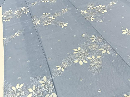 平和屋着物＊夏物　小紋　絽　草花文　洗える着物　BAAX6947hj