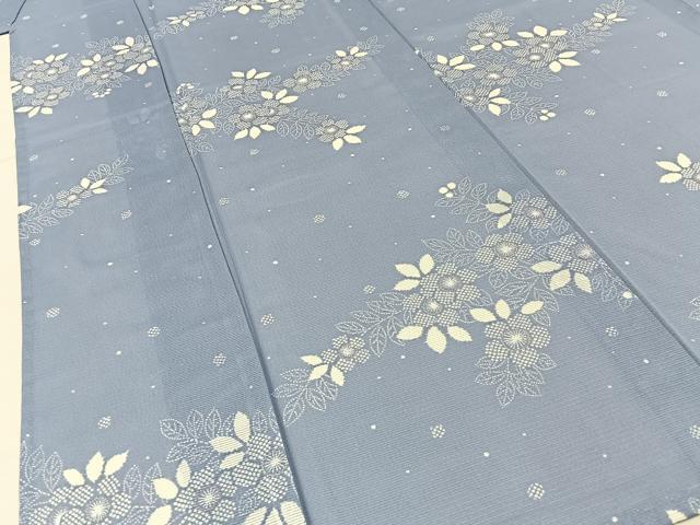 平和屋着物＊夏物　小紋　絽　草花文　洗える着物　BAAX6947hj
