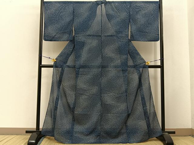 平和屋着物＊夏物　小紋　絽　あられ文様　洗える着物　BAAX6950hj