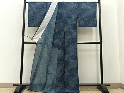 平和屋着物＊夏物　小紋　絽　あられ文様　洗える着物　BAAX6950hj