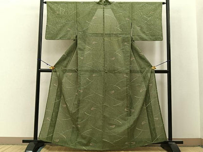 平和屋着物＊夏物　小紋　絽　芝草文　洗える着物　BAAX6951hj